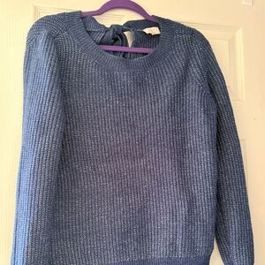 Loft Women's Blue Metallic‎ Long Sleeve Sweater, Medium